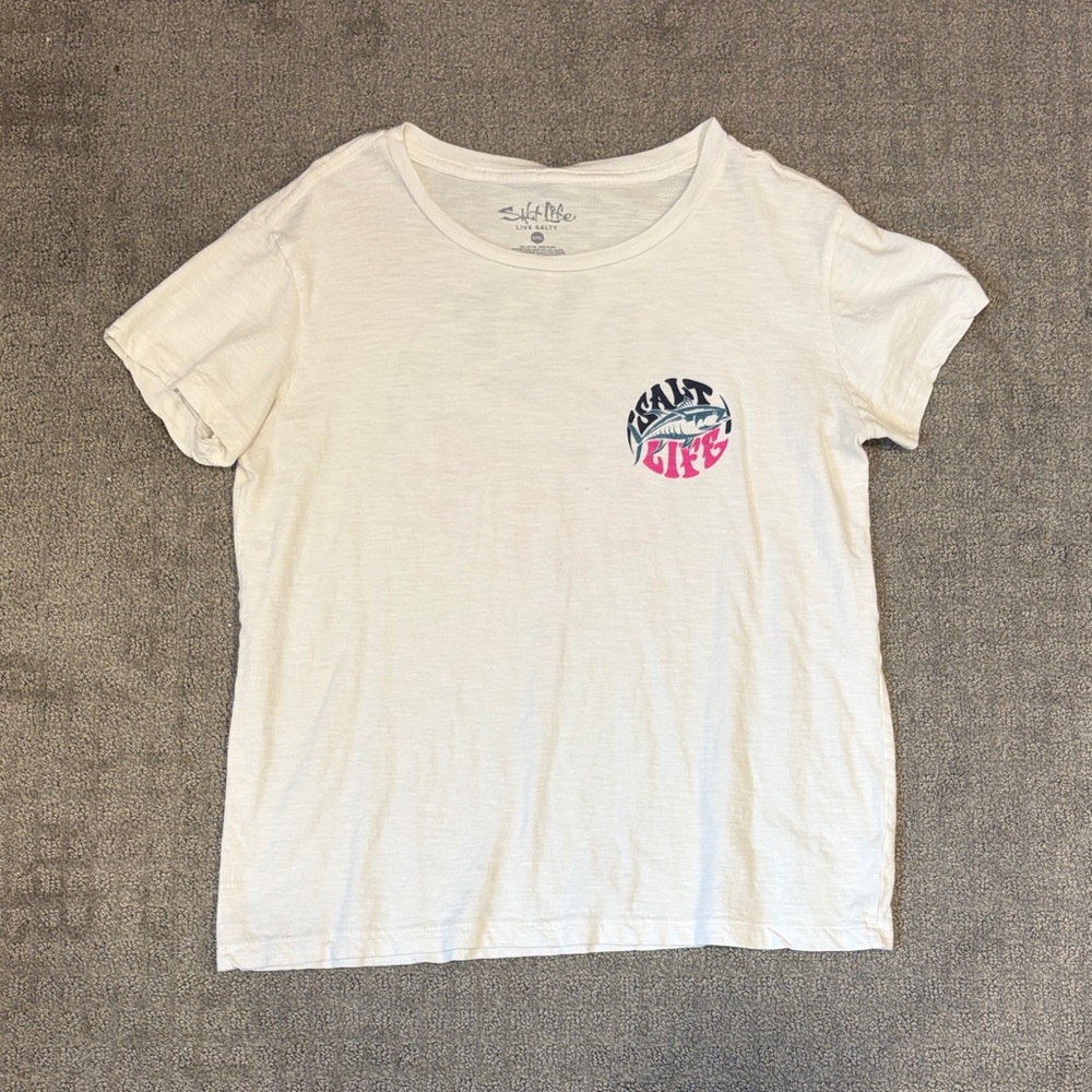 Salt Life White and Pink Kids Graphic Tee